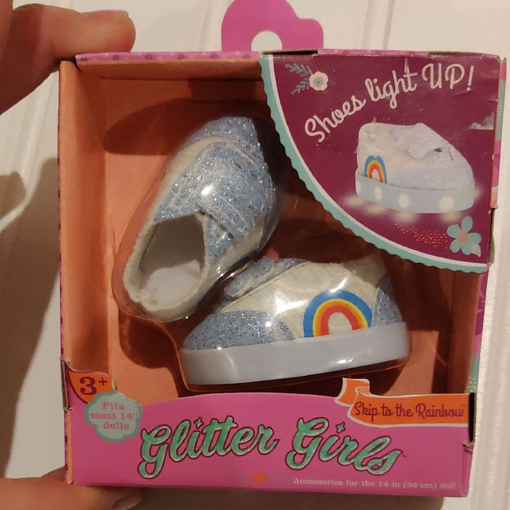 Glitter Girls 14" Doll Shoes Light Up Skip To The Rainbow